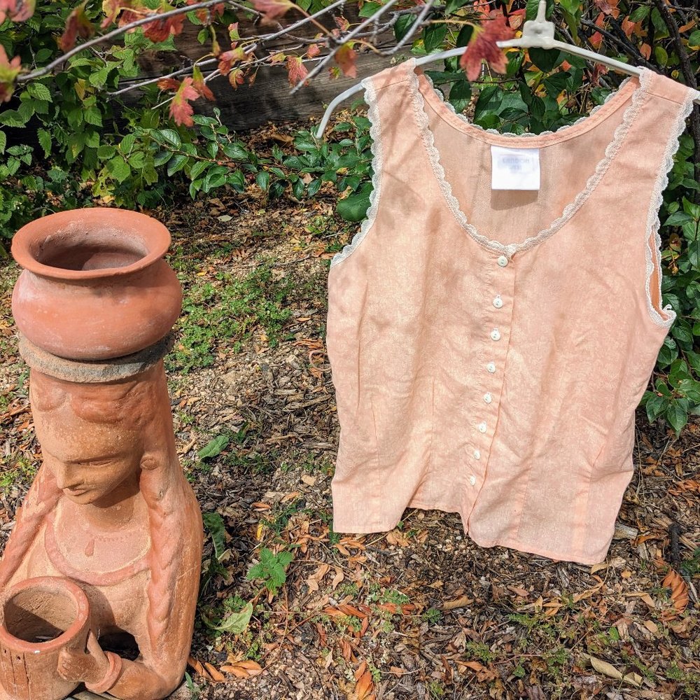 Landon West Peachy Soft Prairie Button up Tank top